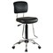 Black Vinyl Drafting Chair with Chrome Base, Swivel and Teardrop Footrest